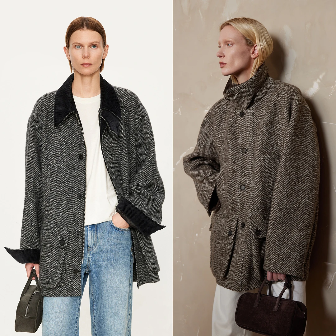 【商场同款新品】JOC意大利羊毛点子纱人字纹VTG老工装风灯芯绒领夹