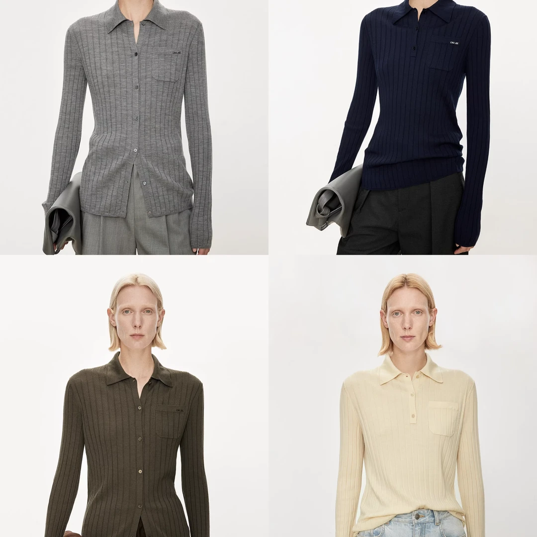 【商场同款新品】JOC专柜Biella140S极细羊毛复古宽坑条微修身POLO