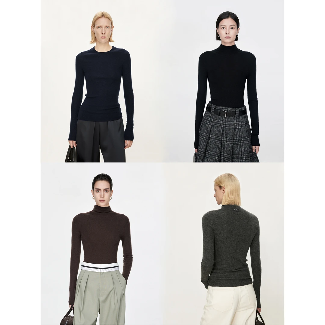 【商场同款新品】JOC高端48/60支精纺山羊绒18针无缝全成型多领型针