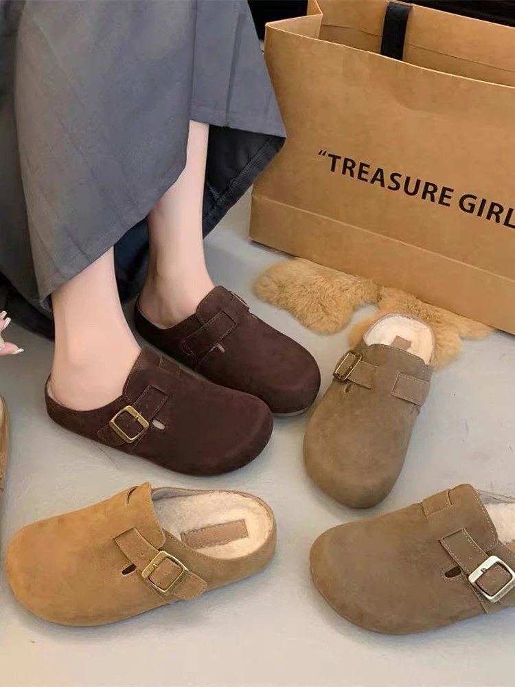 小敏家 内增高加绒勃肯拖鞋985