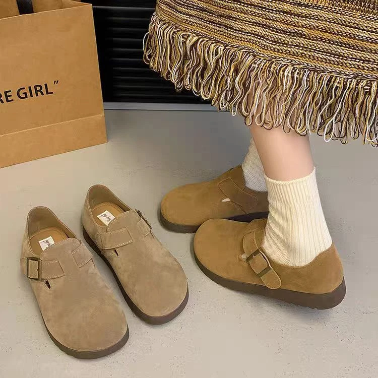 小敏家 复古厚底全包勃肯鞋 时尚软底皮带扣仙女风配裙子单鞋2026