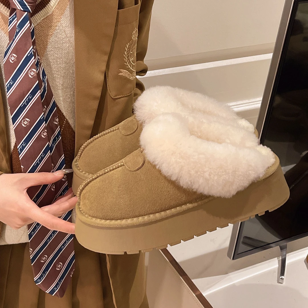 小敏家新款   主播自留款  厚底加绒雪地靴包头半拖星拖