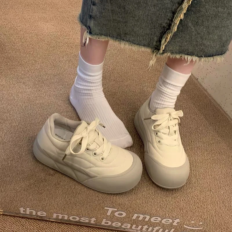 小敏家 大头厚底丑萌小白鞋女 2024早春新ins潮面包鞋6801