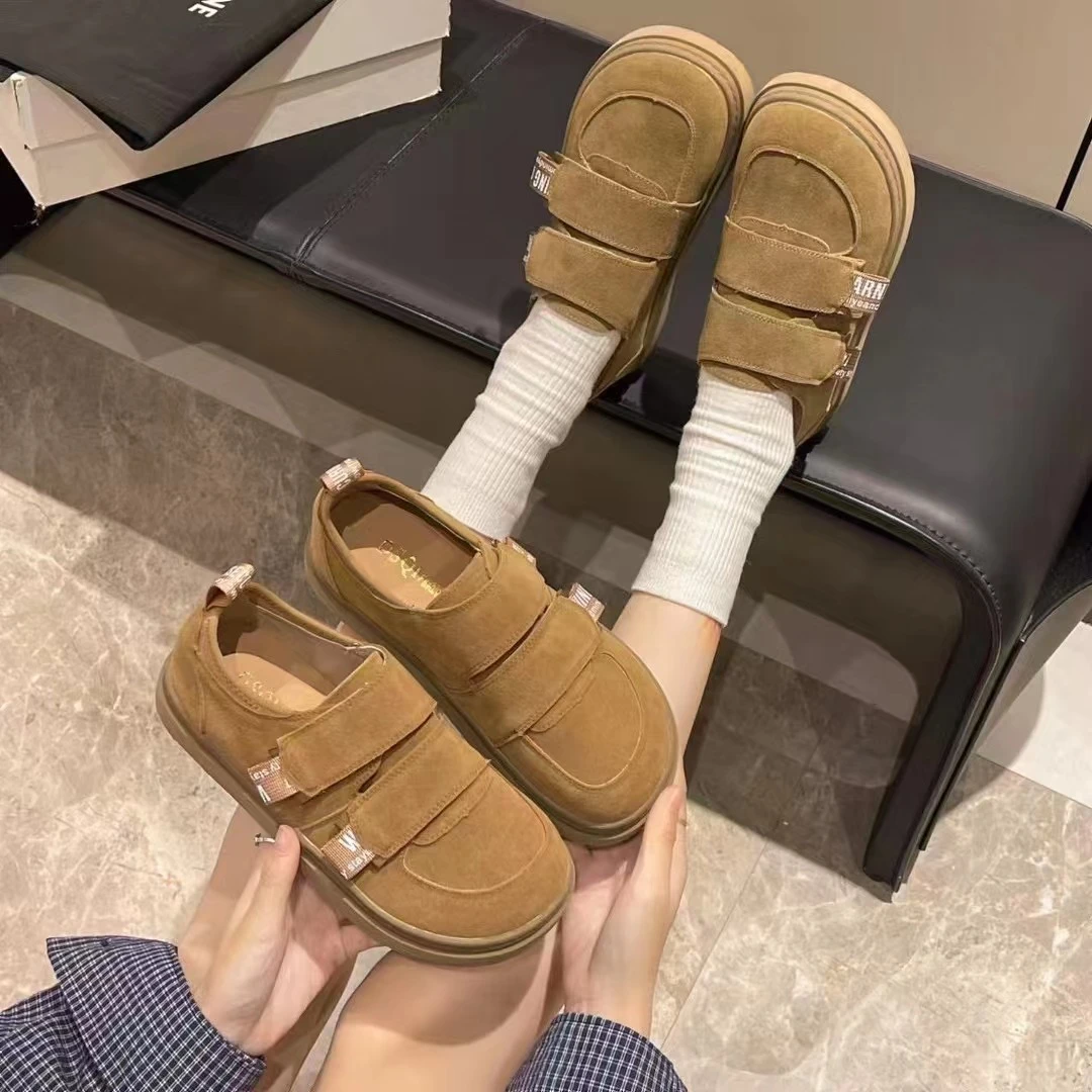 小敏家 新款双魔术贴勃肯鞋 韩系软底舒适百搭爆款豆豆鞋5213