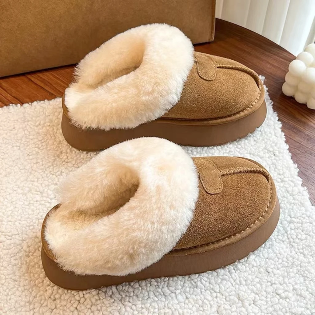 小敏家新款   厚底加绒雪地靴包头半拖 爆款星拖