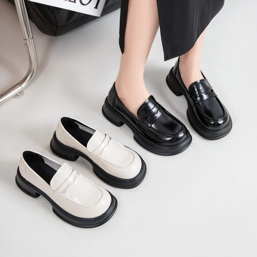 新款2025爆款女款乐福厚底四季鞋子阔腿裤必备鞋简约鞋子百搭时尚