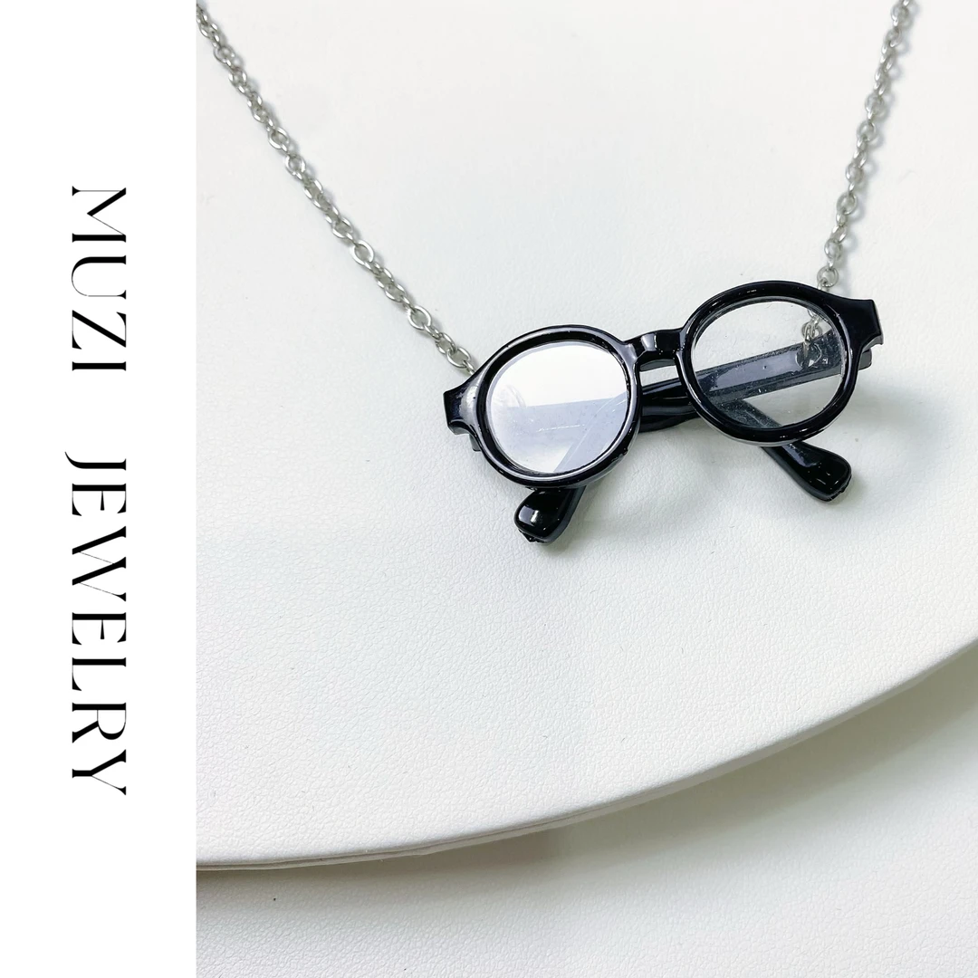 铜合金项链 MXL985黑色眼睛吊坠项链女个性精致百搭学生小众饰品