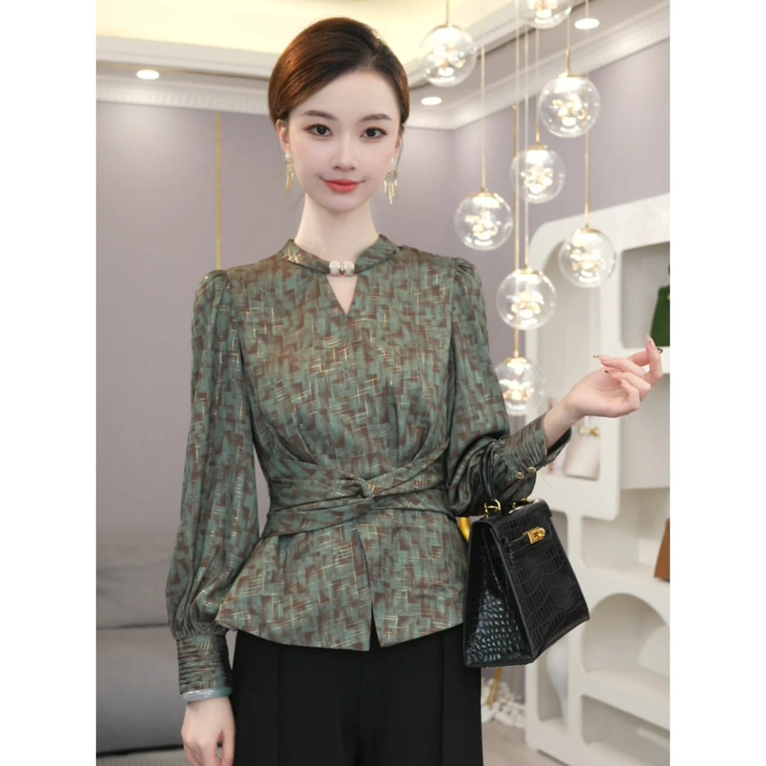 唐熹秋冬新款【LT24-Q699】气质高级感绿色千金清冷感贵系衣服女装