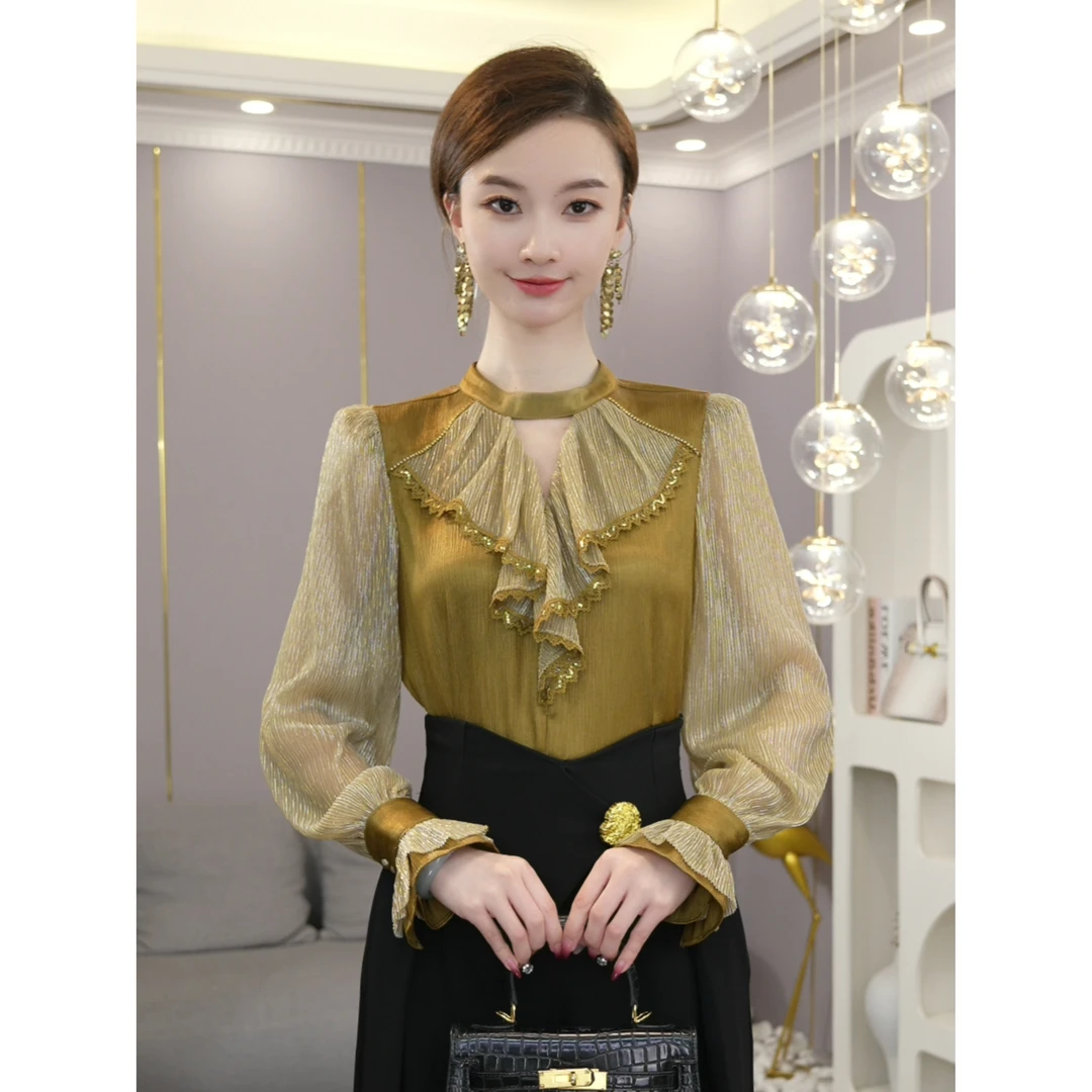 唐熹2025年秋冬新款【OU24-Q3】法式轻奢时尚设计感长袖衬衫女