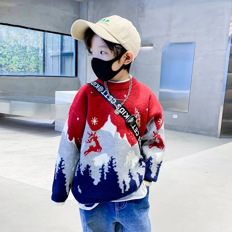 悠悠耀选男童冬装红色新年毛衣K214MY991