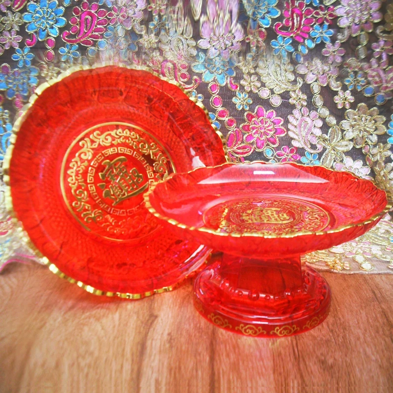 佛具用品塑料招财财神爷上供供果盘水果盘高脚供佛贡盘贡品摆件