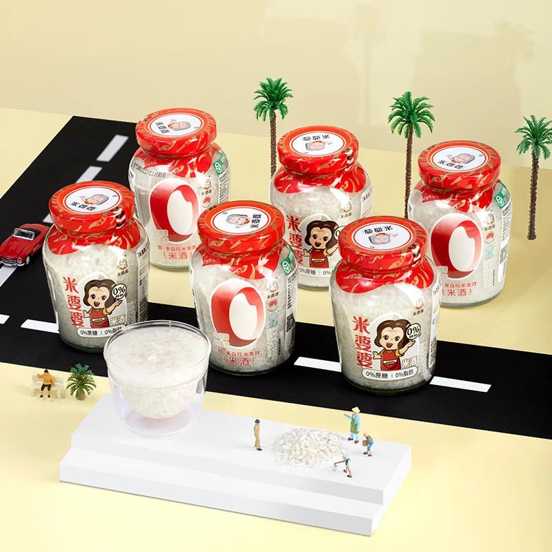 【米婆婆】传统米酒酒酿醪糟湖北特产甜香纯糯米甜米酒250克x6瓶