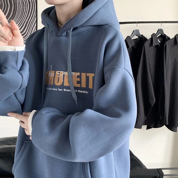 oversize卫衣男连帽宽松bf慵懒风外套潮牌in港风秋冬大码加绒衣服