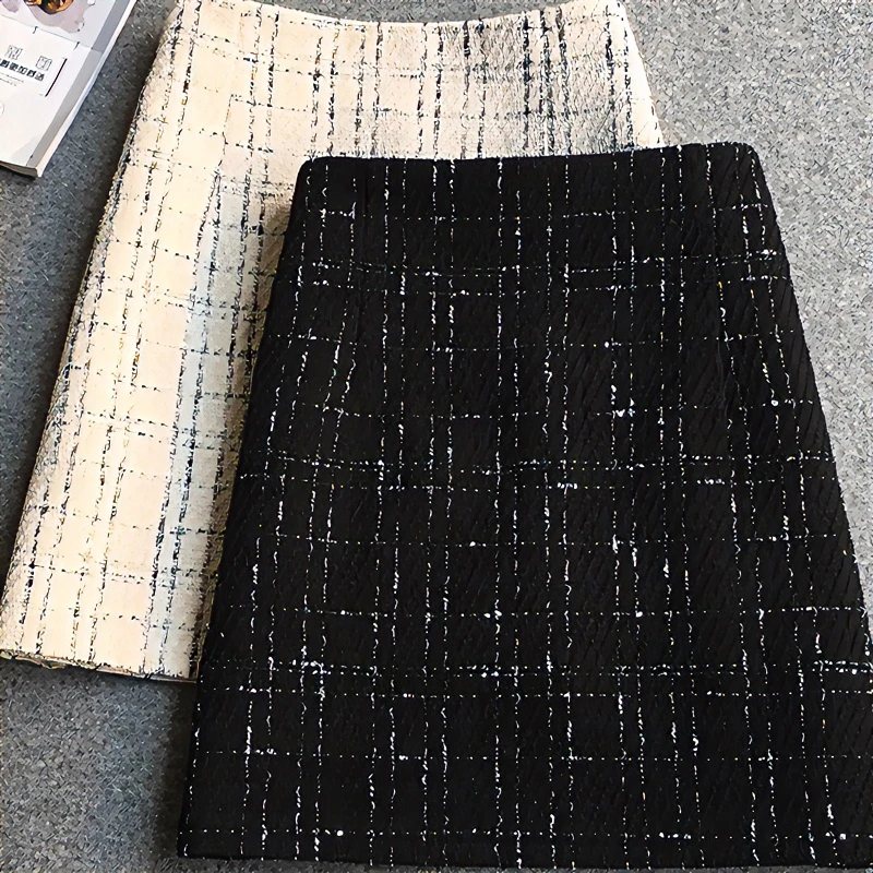 【胜佳专属】小香风气质显瘦半身裙格纹A字裙超火短裙子8813