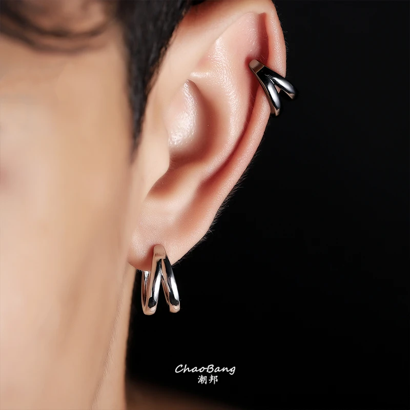 铜合金耳饰 弧圈无耳洞耳夹男小众个性冷淡风耳饰高级感百搭饰品