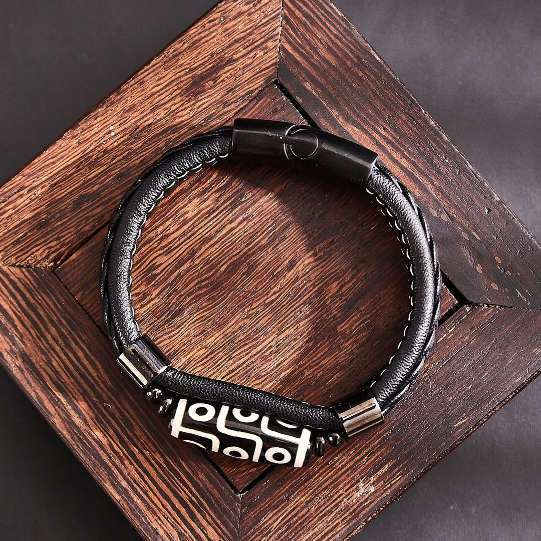 钛钢陶瓷手链 藏式九眼串珠手链高级感民族风配饰转运珠手串饰品