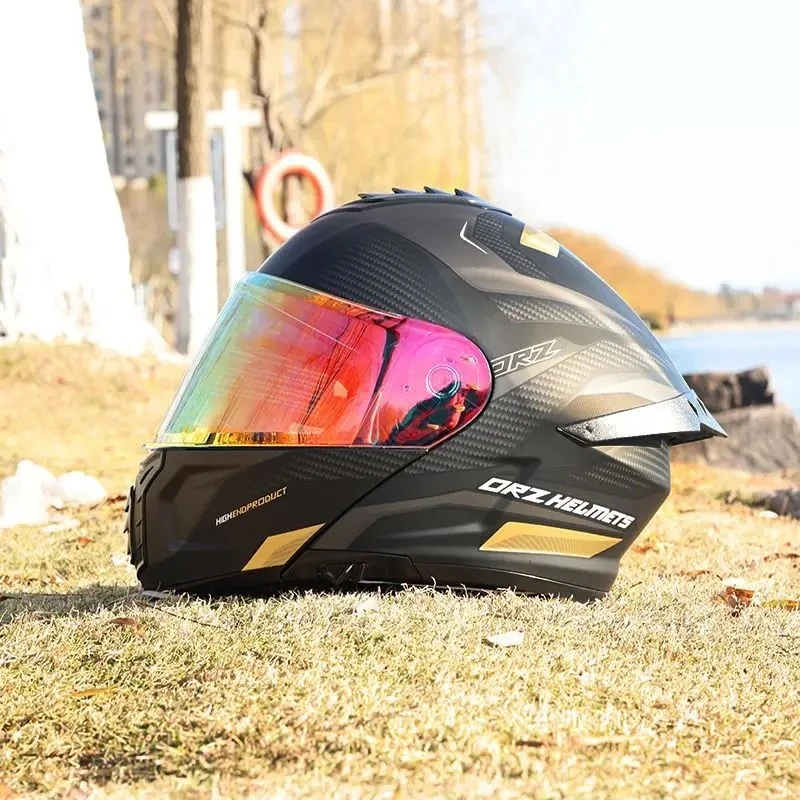3C认证ORZ 摩托车头盔揭面盔男女双镜片蓝牙个性四季大尾翼新国标