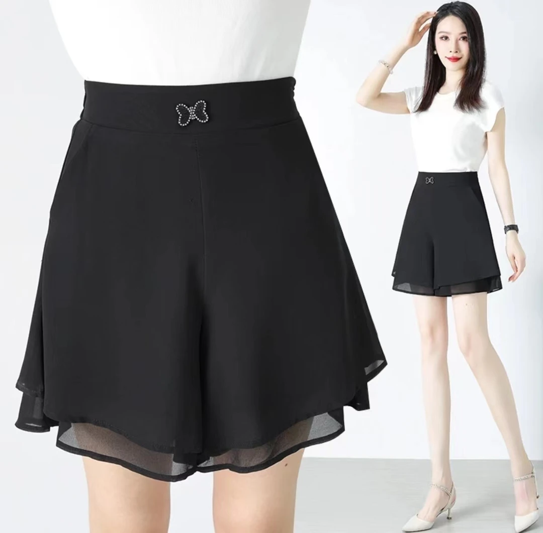 夏季新款五分短裤高腰宽松百搭时尚防走光裤裙显瘦薄款A字阔腿