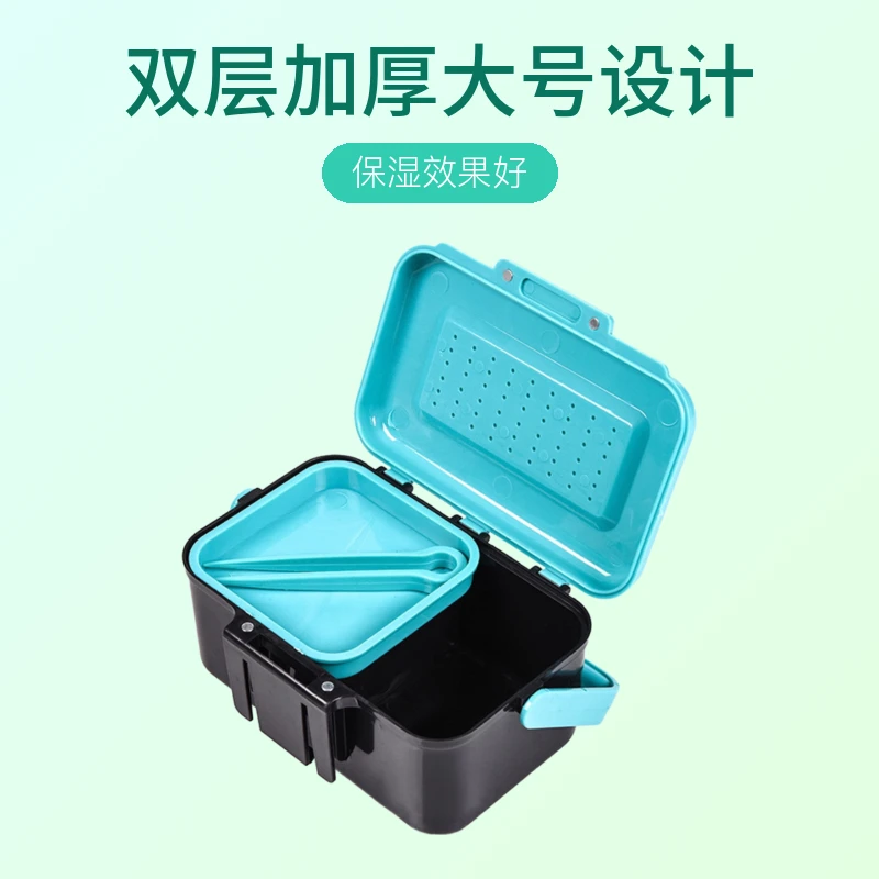 拍一发二双层加厚大号红虫饵料盒保湿挂盘野钓冬季