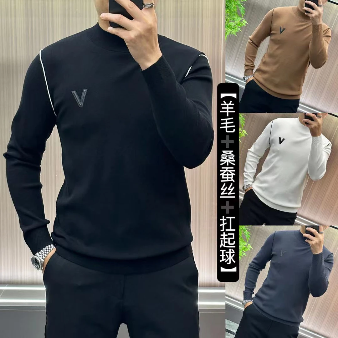 72868【百搭款】24秋冬男士•轻奢•高织高密高弹羊毛混纺针织衫