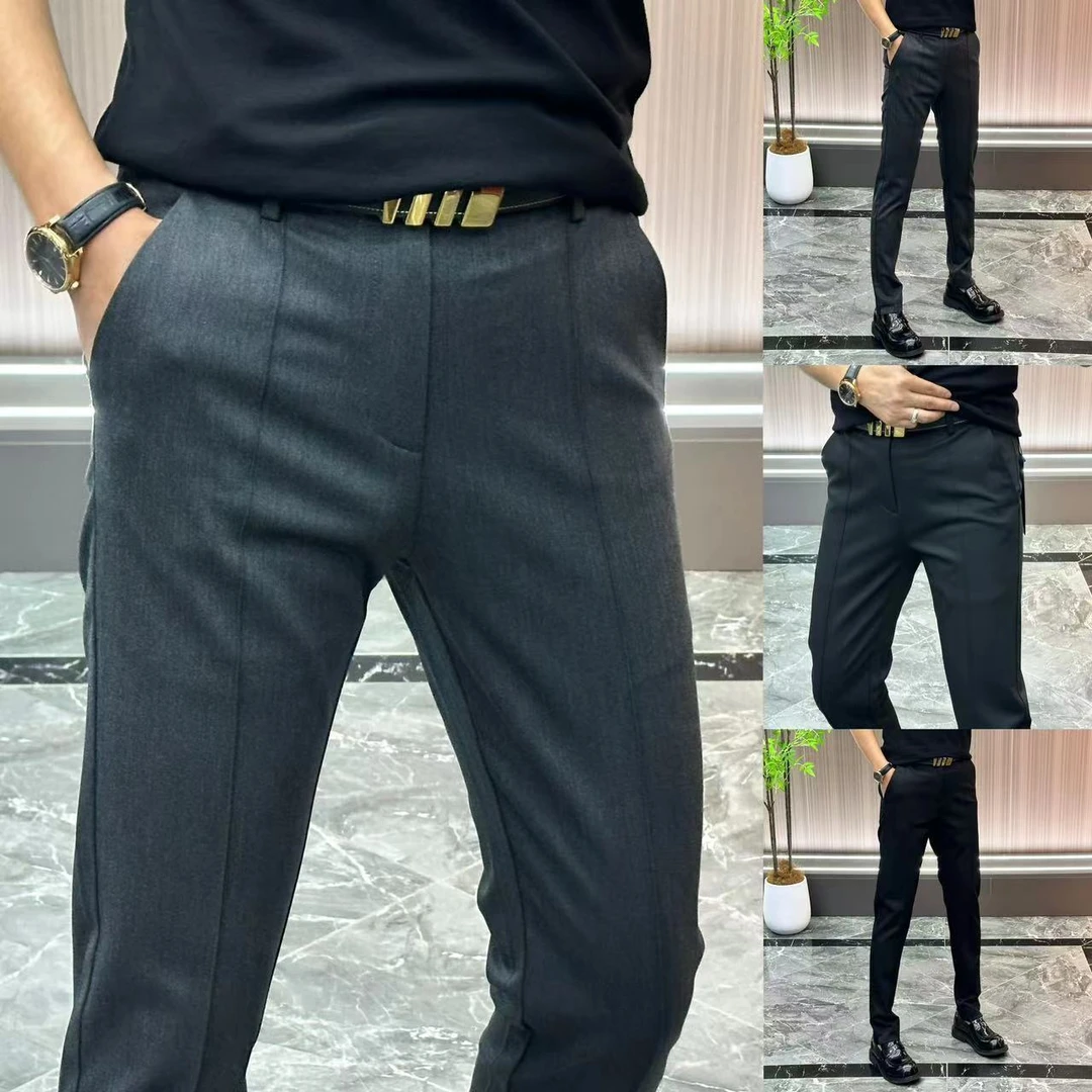 66634•杨会长男装•男士欧货中古线•弹力免烫•商务小脚休闲裤