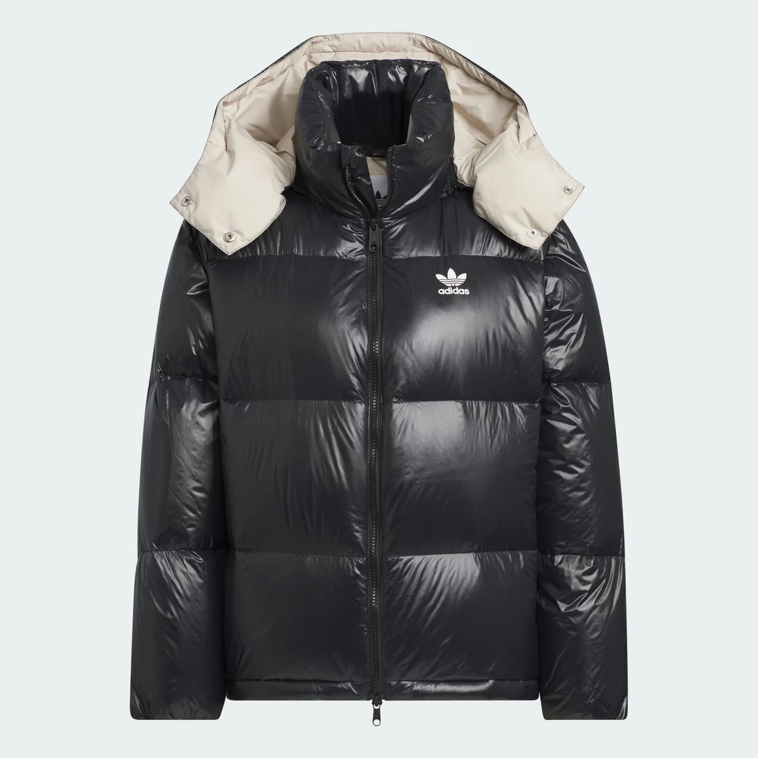 adidas三叶草侧开排扣600蓬宽松连帽鸭绒羽绒服JD3782/83欧若风