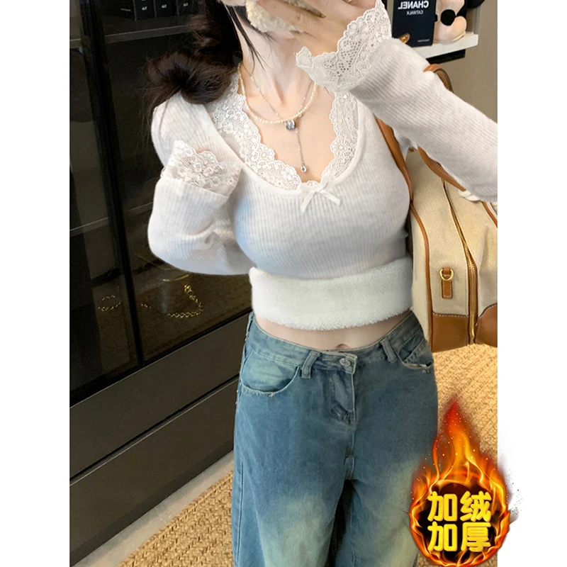 打底衫女内搭加绒加厚2024秋冬新款紧身辣妹修身纯欲百搭长袖T恤