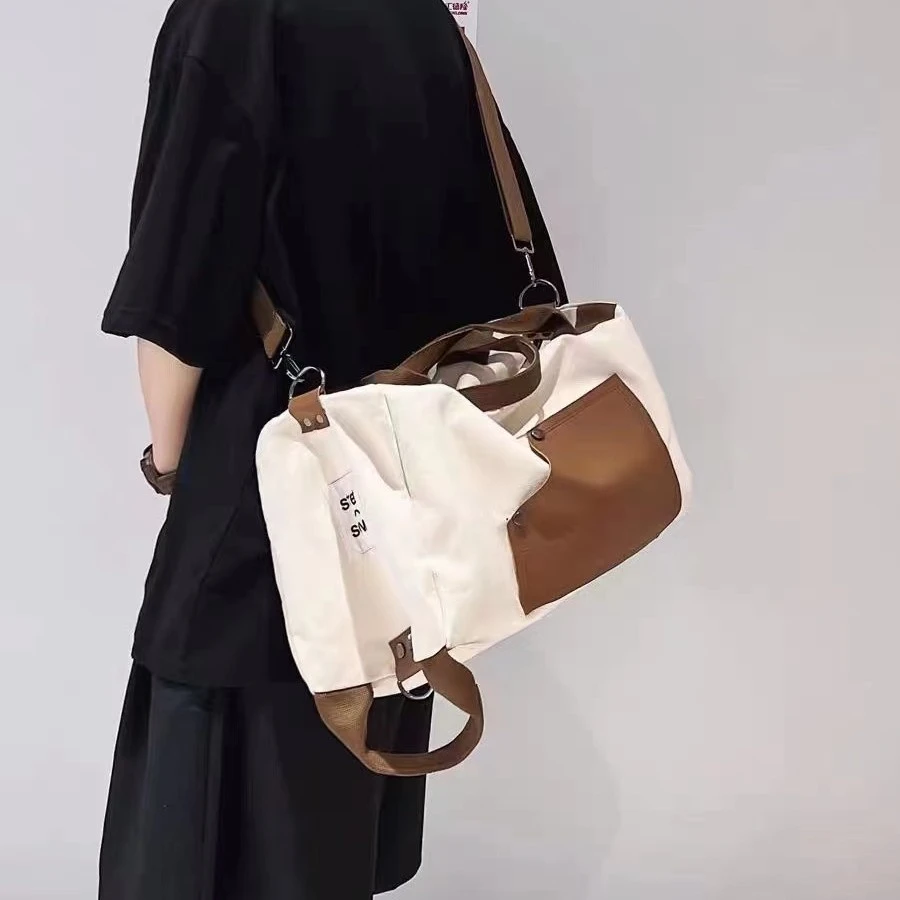 潮牌多功能单肩斜挎包帆布包运动大容量休闲时尚小众肩包简约百搭