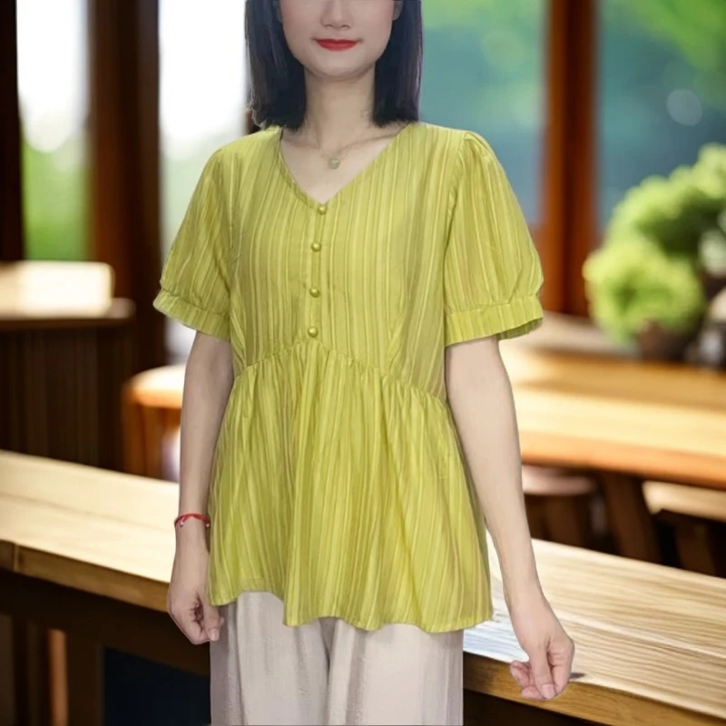 886夏季冰花皱时尚俏皮遮肚子显瘦大码女装
