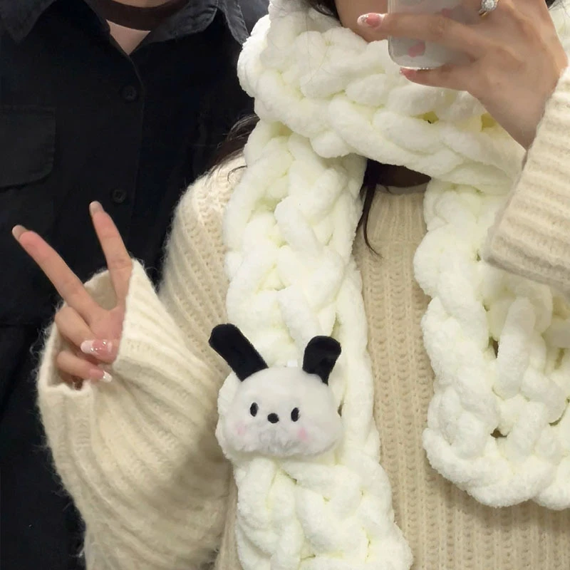 手指围巾猫尾线超粗冰条线粗毛线团手工diy编织送男女朋友材料包