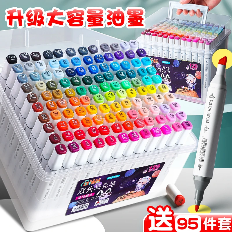 双头马克笔学生美术专用儿童无毒可水洗双头油性马克笔水性画画