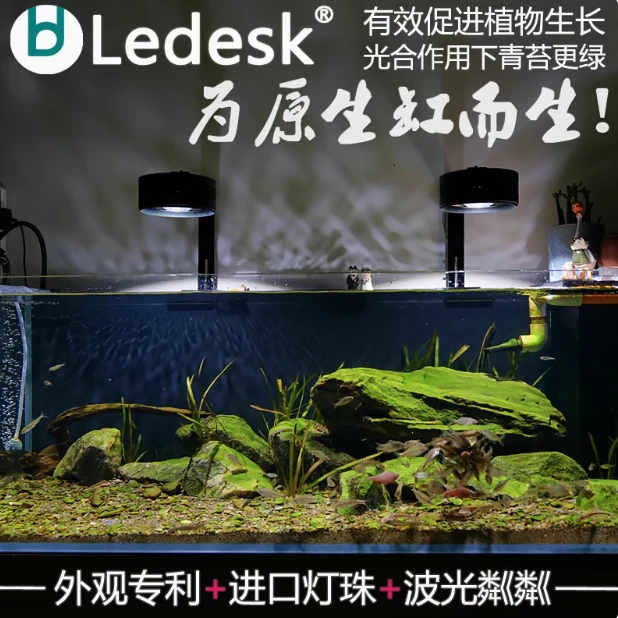 乐迪扁灯72w爆藻灯原生鱼溪流缸灯LED水草出苔筒灯灯全光谱