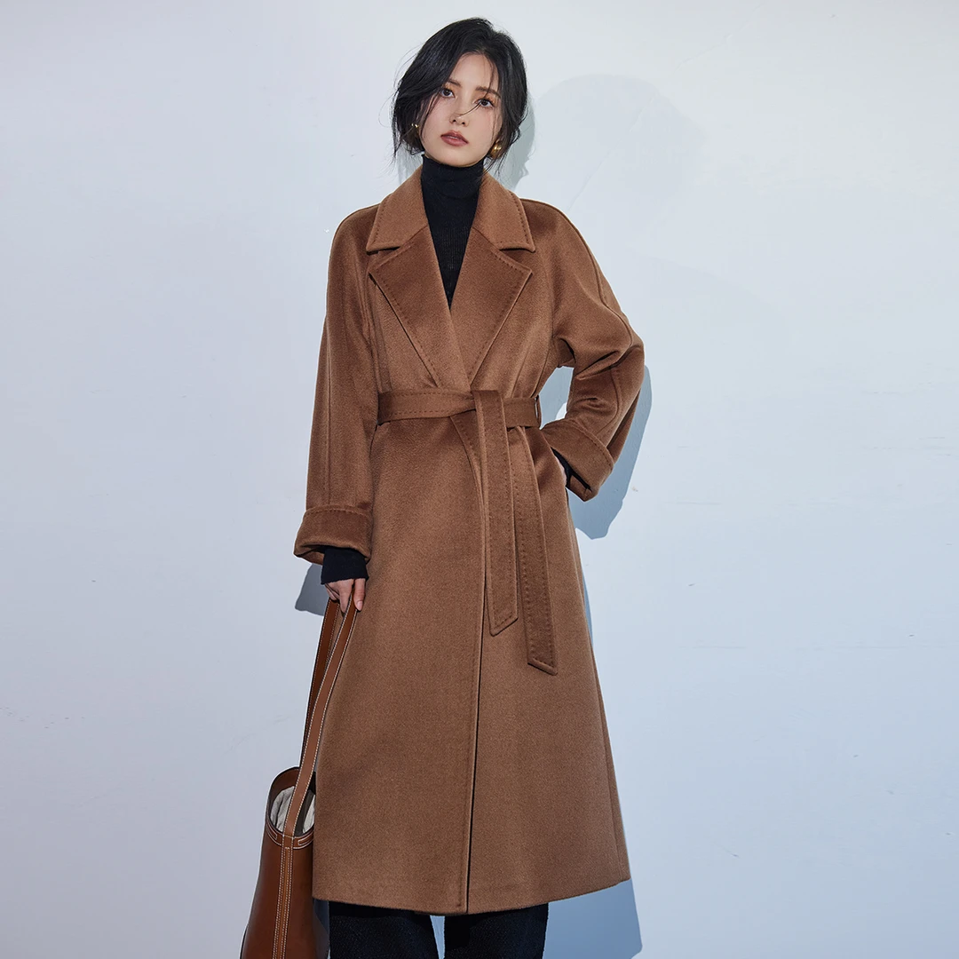 悦戎秋冬奢香夫人羊绒大衣女士中长款休闲百搭带里衬外套