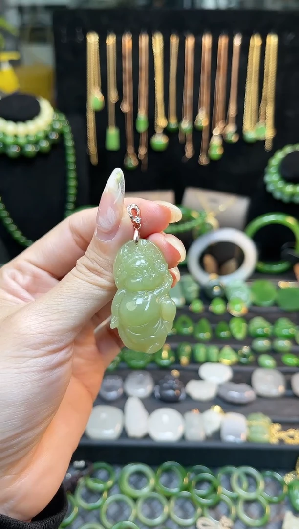 【闪购商品】和田玉吊坠银S925镶嵌京剧