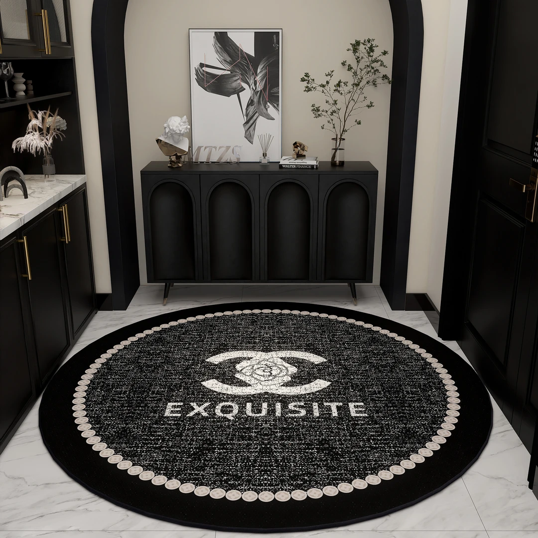 欧莱森轻奢圆形入户地垫客厅化妆凳茶几地毯地毯小香风书房美式