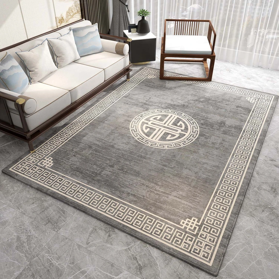 欧莱森国风新中式客厅地毯免洗大面积全铺沙发垫家用耐脏防滑地毯