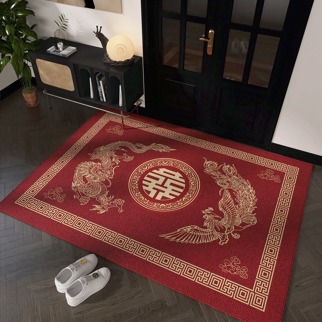 欧莱森红色喜庆入户门地垫门口家用耐脏防滑玄关脚垫喜庆进门地毯