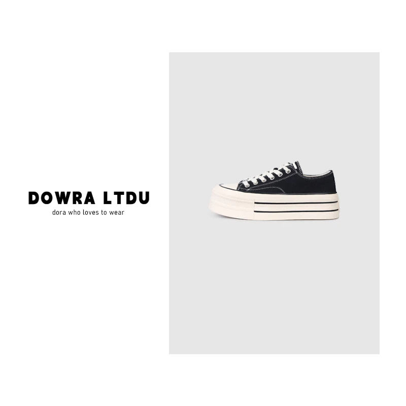 朵拉春季新款女鞋撞色时尚潮流百搭休闲帆布鞋 839-57016