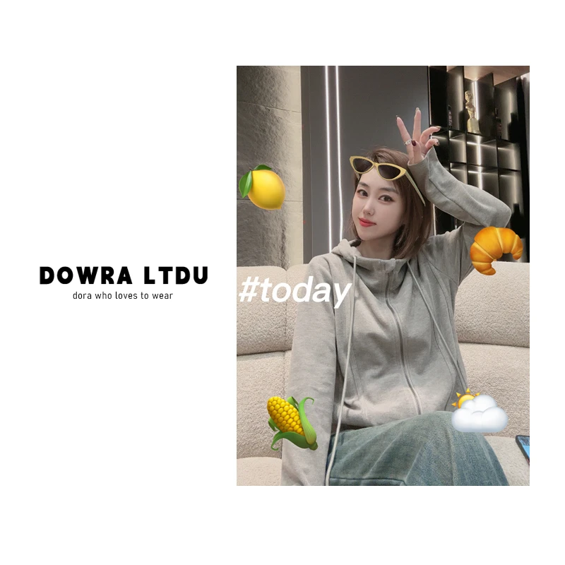 朵拉【一眼定情】2023年冬季新款纯色连帽时尚百搭T恤 1115-880779