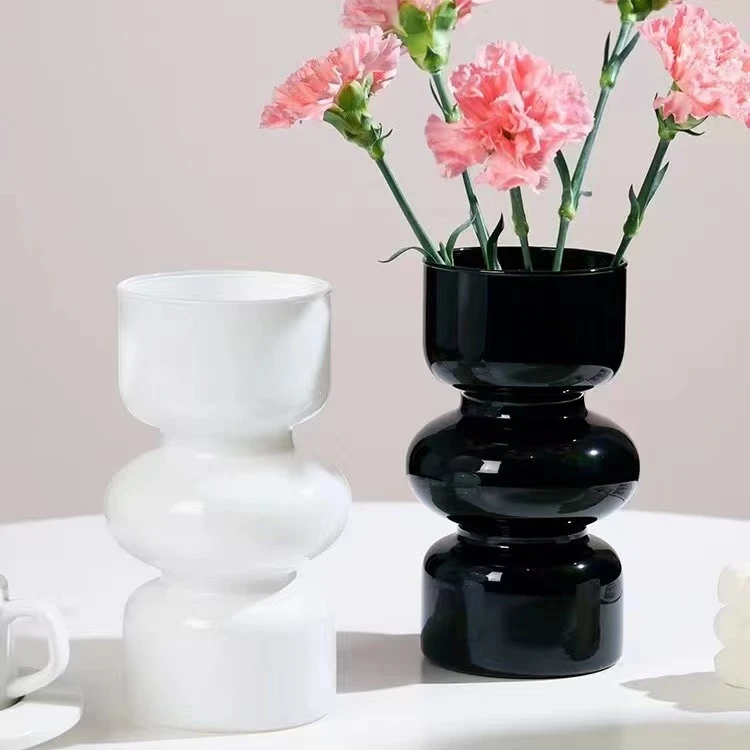 ins风简约复古中古玻璃花瓶水培鲜花插花器家居摆件桌面装饰道具