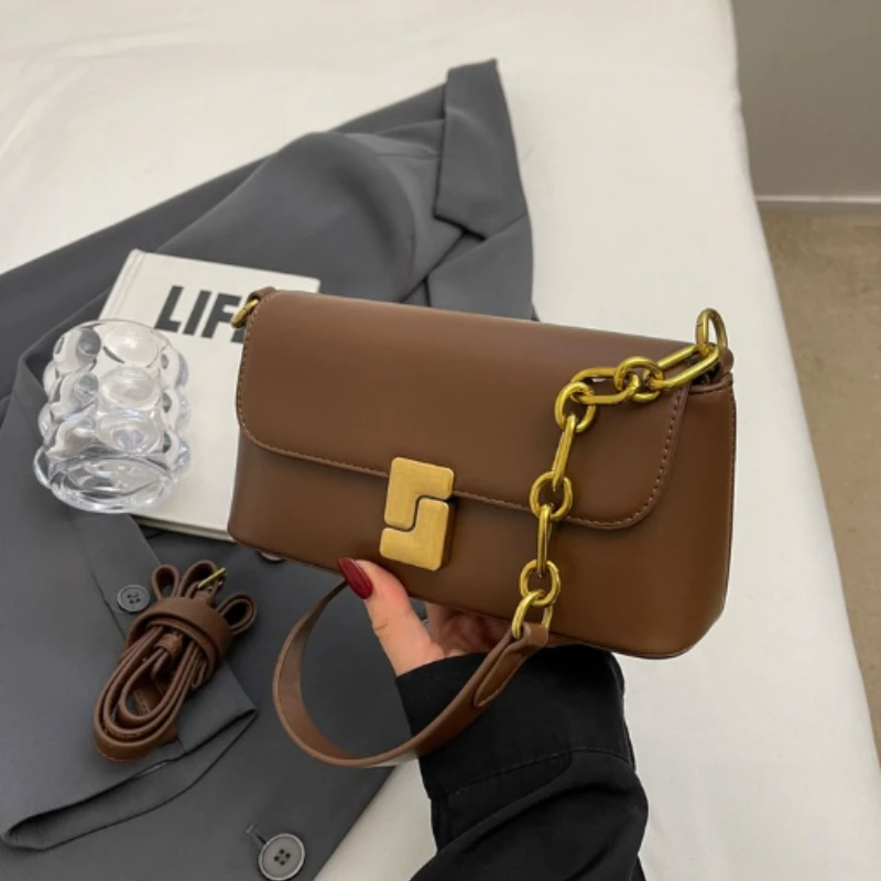 【万象撤柜】2024新款百搭单肩包潮流简约斜挎小方包  10685棕