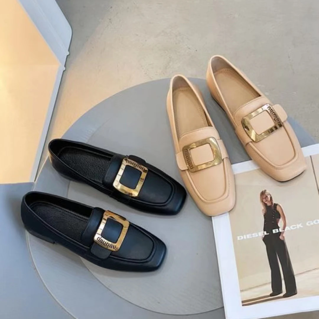 【秋季新款】复古春秋时尚百搭优雅休闲方扣法式乐福鞋X035