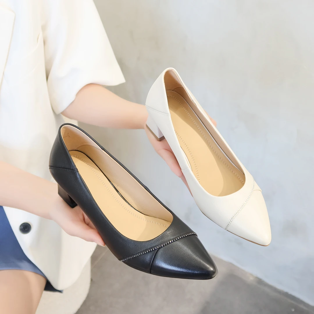 【秋季新款】 时尚百搭尖头洋气水钻浅口韩系高跟鞋X039