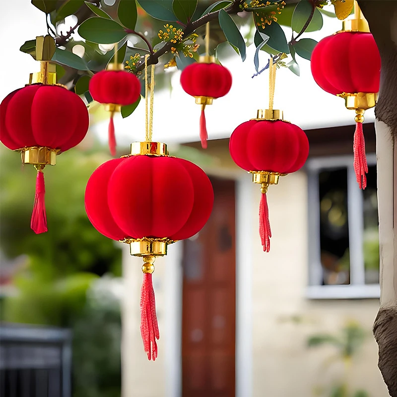 2025新年红灯笼挂饰蛇年春节阳台大门过年喜庆绿植装饰品挂件