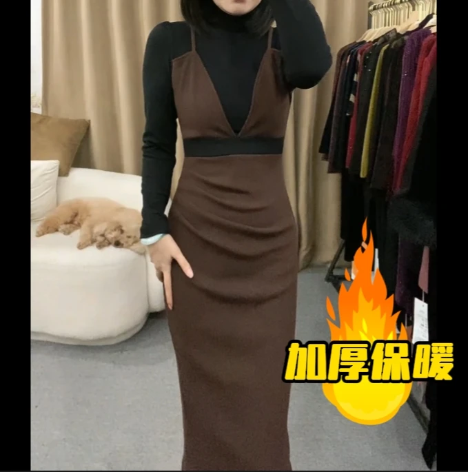 [假两件]气质显瘦连衣裙显高洋气收腰显高轻奢YF929