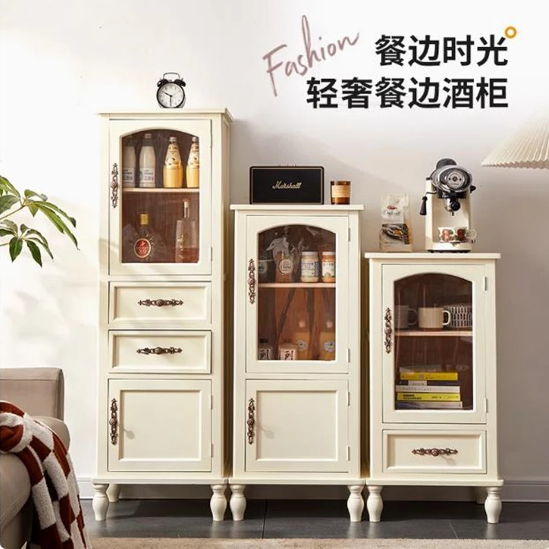 45美式实木餐边柜客厅酒柜多层复古小户型收纳柜窄斗柜五斗柜客厅