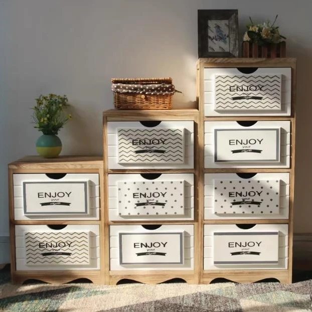 实木抽屉式多层收纳柜卧室缝隙储物柜子简易玩具整理柜欧式五斗柜