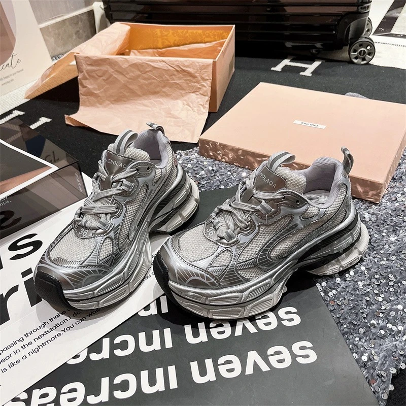SY&S0708爆款老爹鞋新款2025年秋百搭厚底增高透气休闲网面鞋女LQ