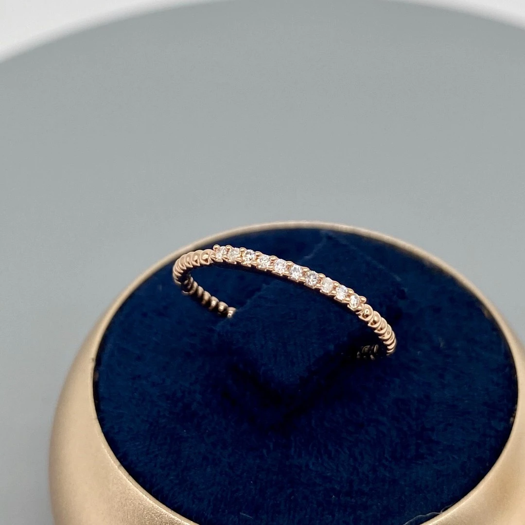 18K红 镶钻钻石排戒戒指时尚小众经典简约百搭气质轻奢精致尾戒