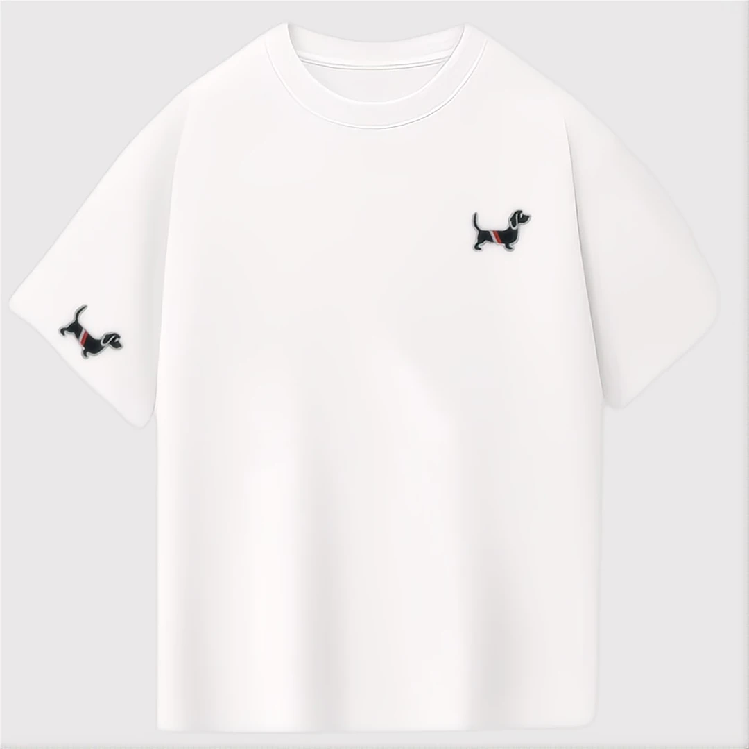 “T”品质重磅短袖男女通穿刺绣小狗网红短袖（阳）